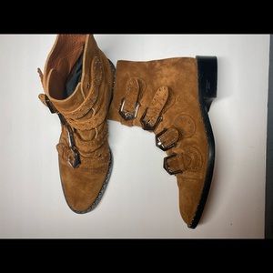 Beautiful brown suede Givenchi Boots with buckles and studs like new